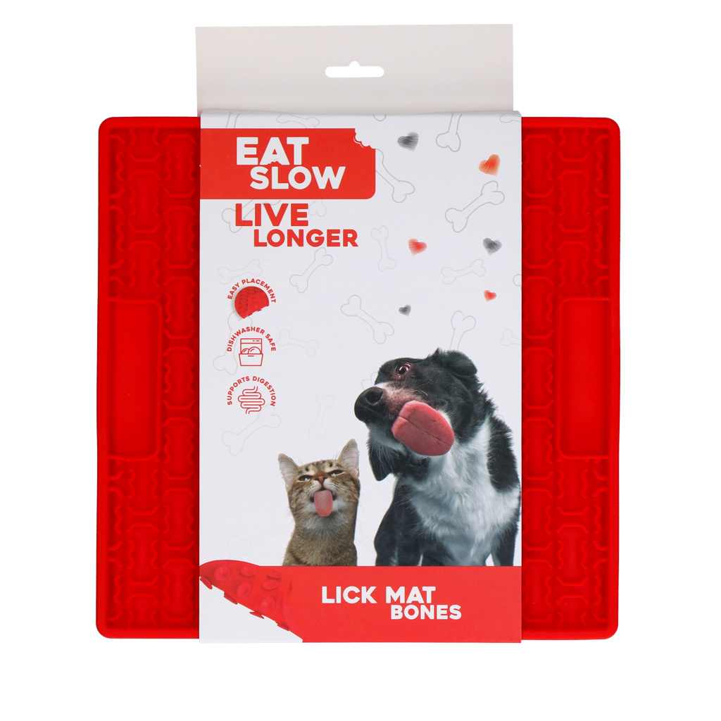 Eat Slow Live Longer Lick Mat Bones Rood