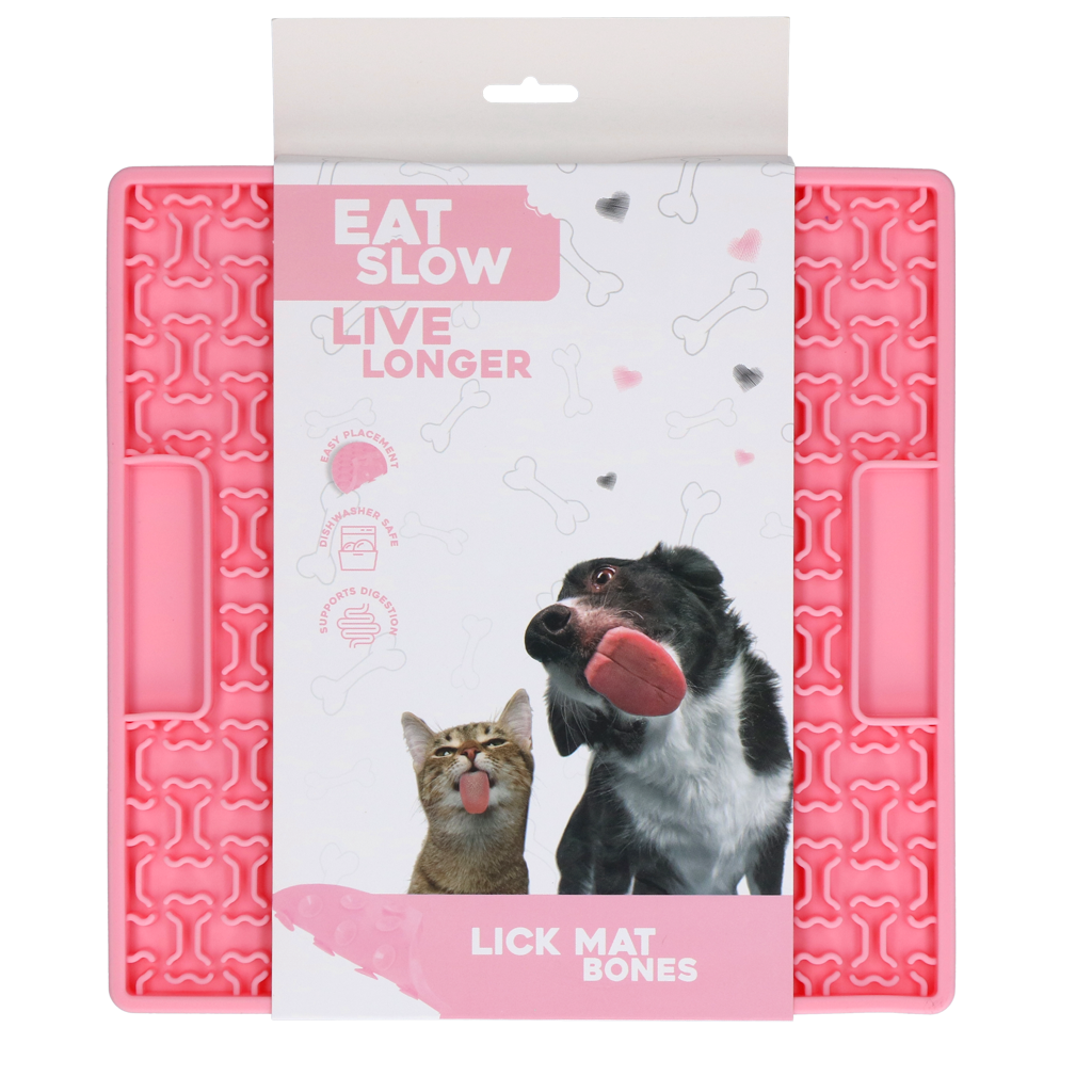 Eat Slow Live Longer Lick Mat Bones Roze