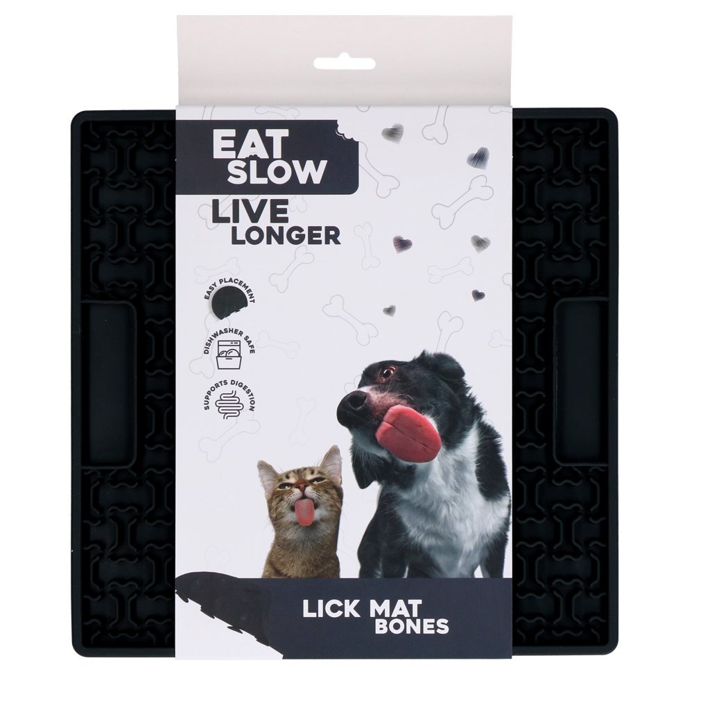 Eat Slow Live Longer Lick Mat Bones Grijs