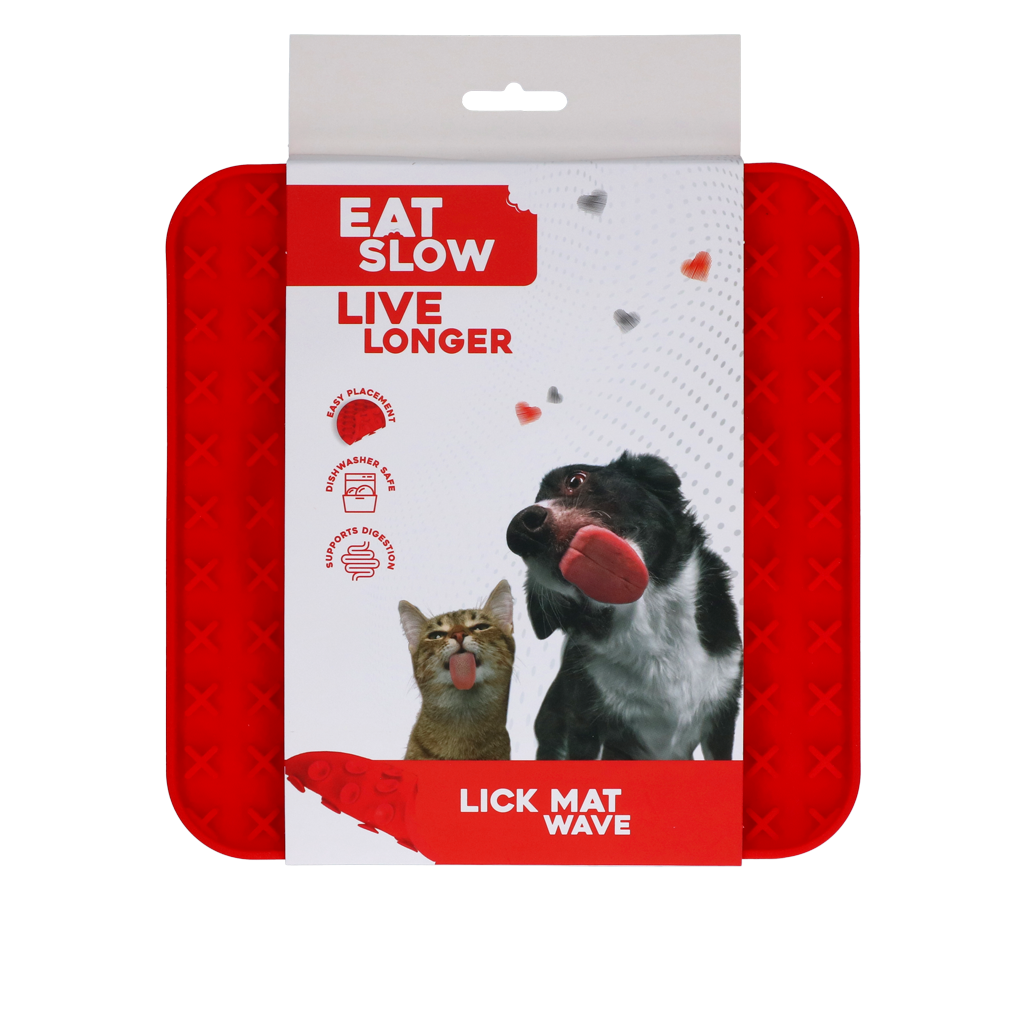 Eat Slow Live Longer Lick Mat Wave Rood