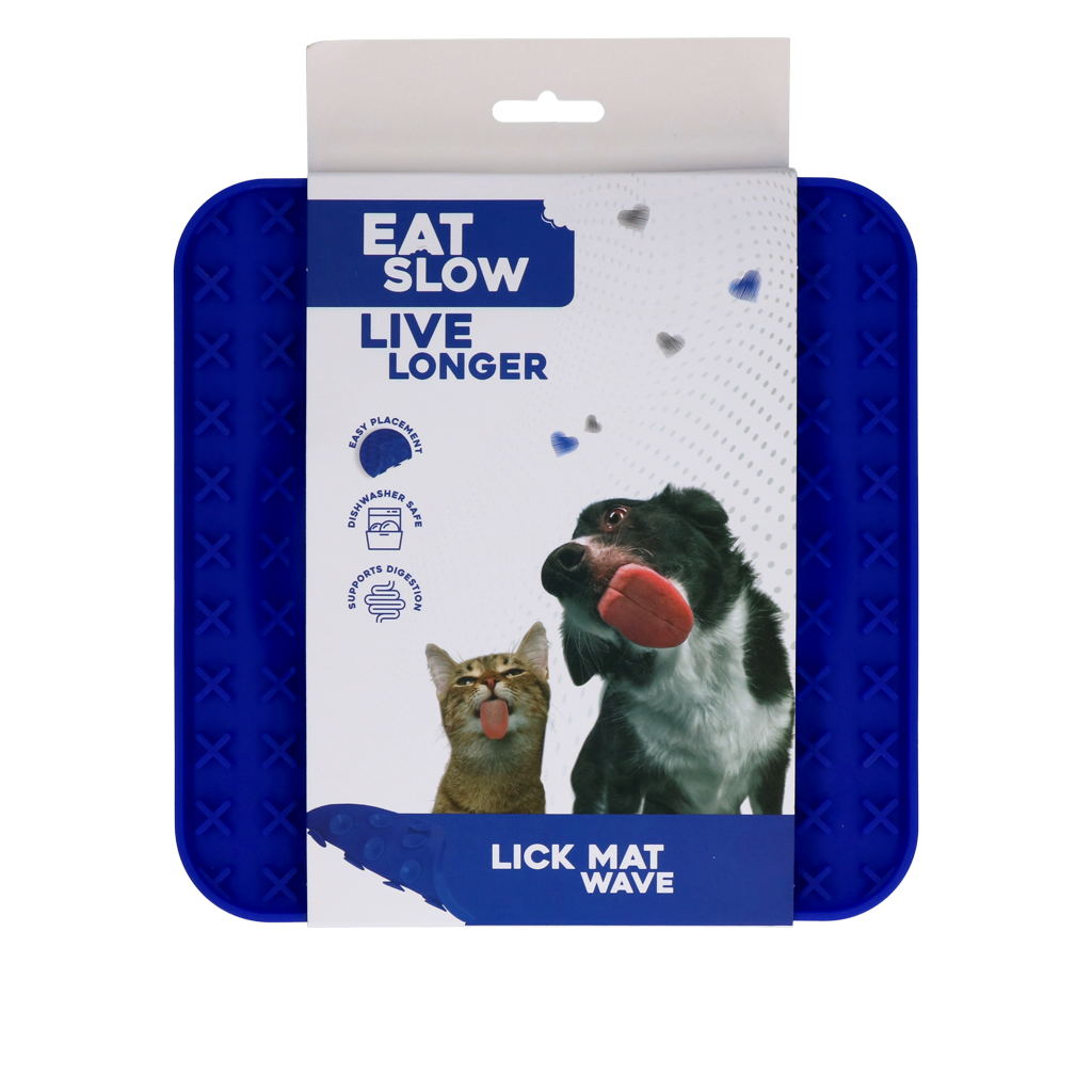 Eat Slow Live Longer Lick Mat Wave Blauw