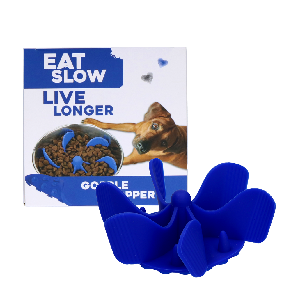 Eat Slow Live Longer Gobble Stopper Blauw