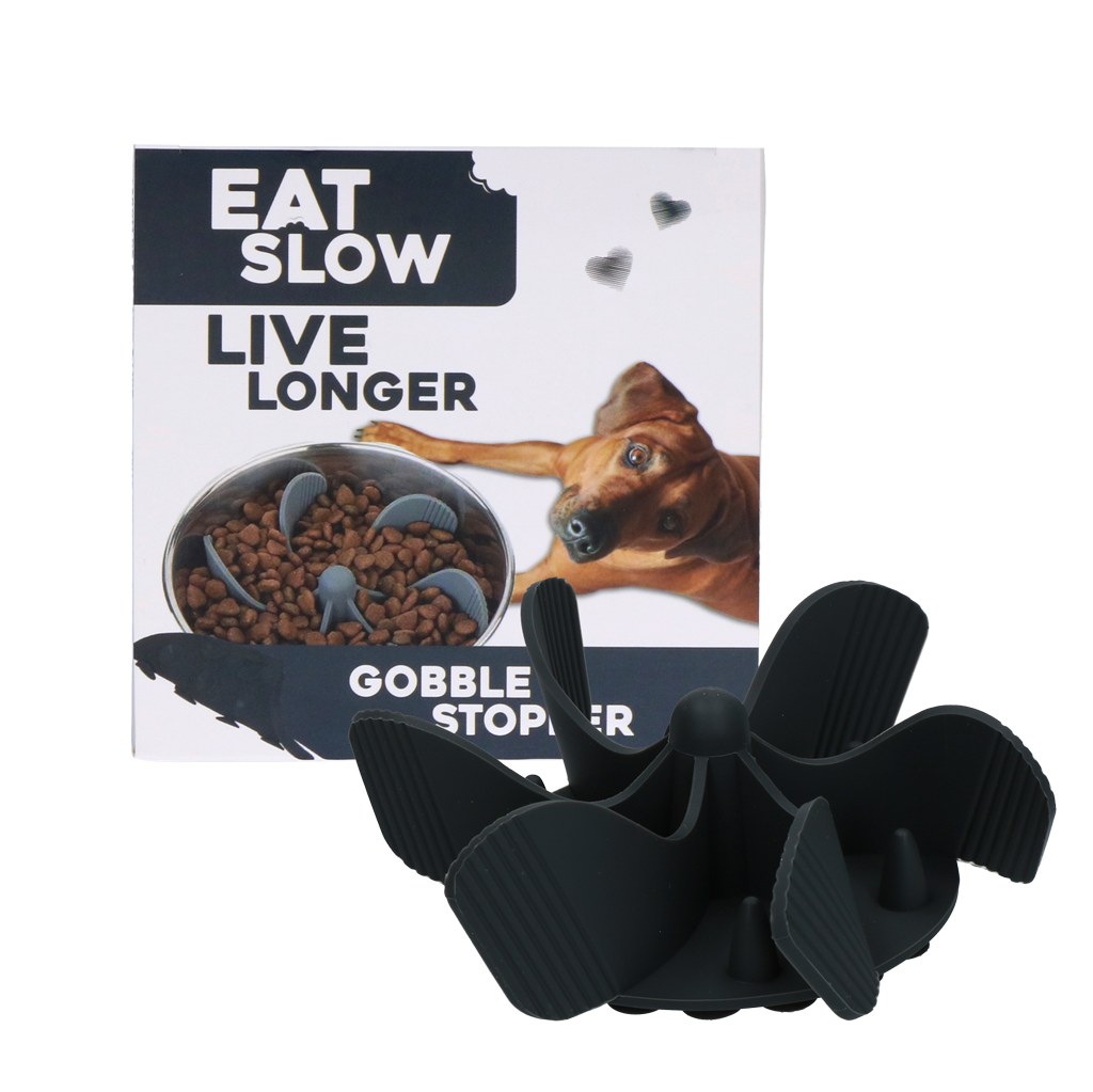 Eat Slow Live Longer Gobble Stopper Grijs