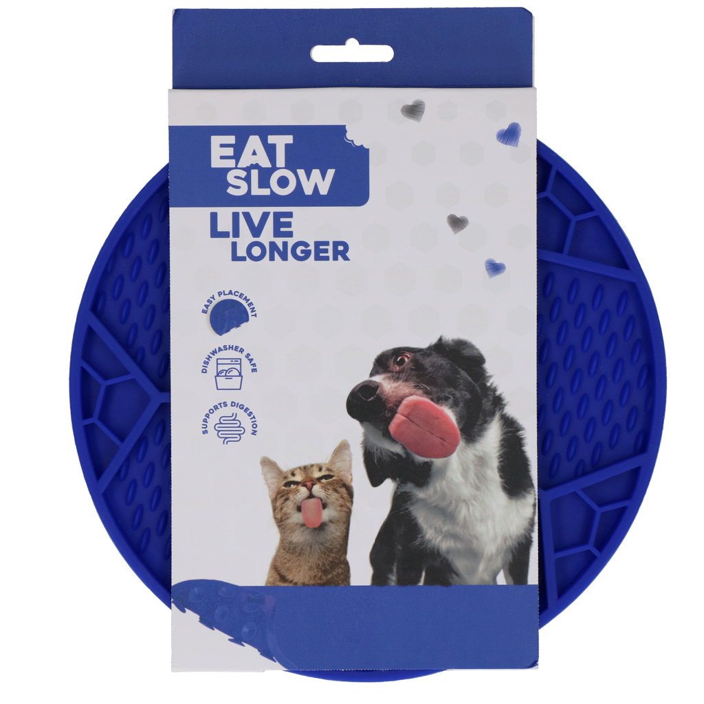 Eat Slow Live Longer Lick Mat Soccer Ball Blauw