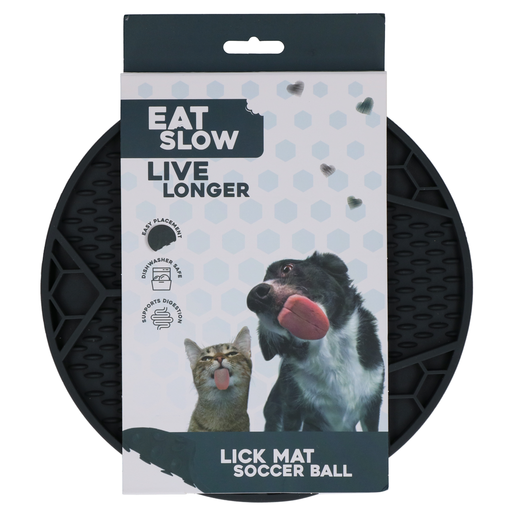 Eat Slow Live Longer Lick Mat Soccer Ball Grijs