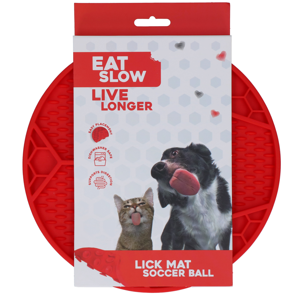 Eat Slow Live Longer Lick Mat Soccer Ball Rood