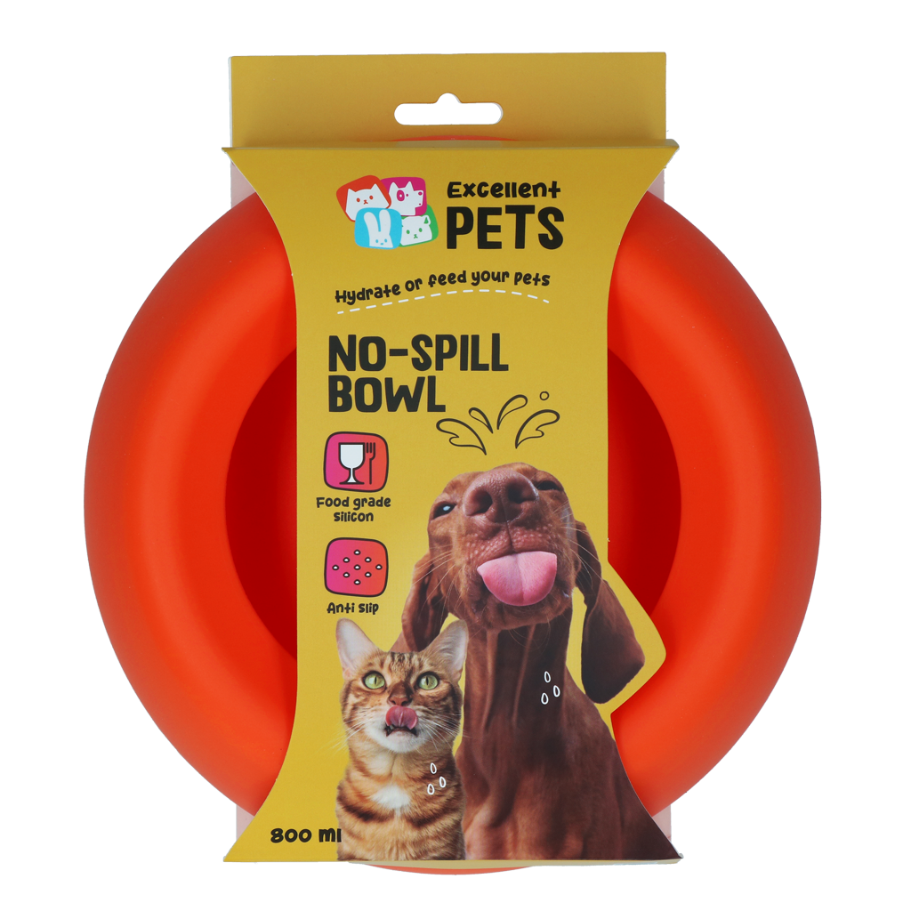 Excellent Pets No-Spill Bowl 800ml Oranje M