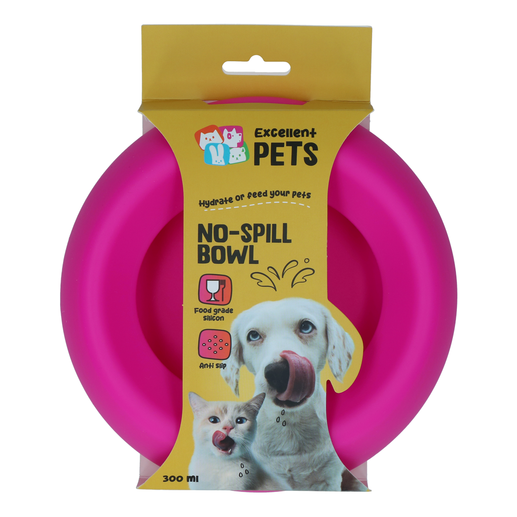 Excellent Pets No-Spill Bowl 300ml Roze S