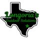 Longoria's Outdoor Solutions logo. Black Texas outline with white border; green text; green star pinpointing location.