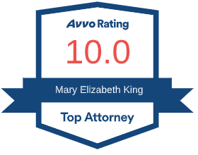 a badge that says avvo rating 10.0 mary elizabeth king top attorney