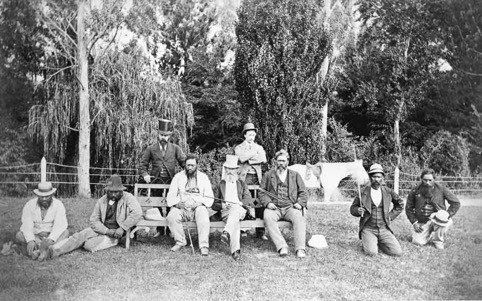 Repudiation Party at Mt Herbert, Waipukurau 1876. H R Russell seated (centre)