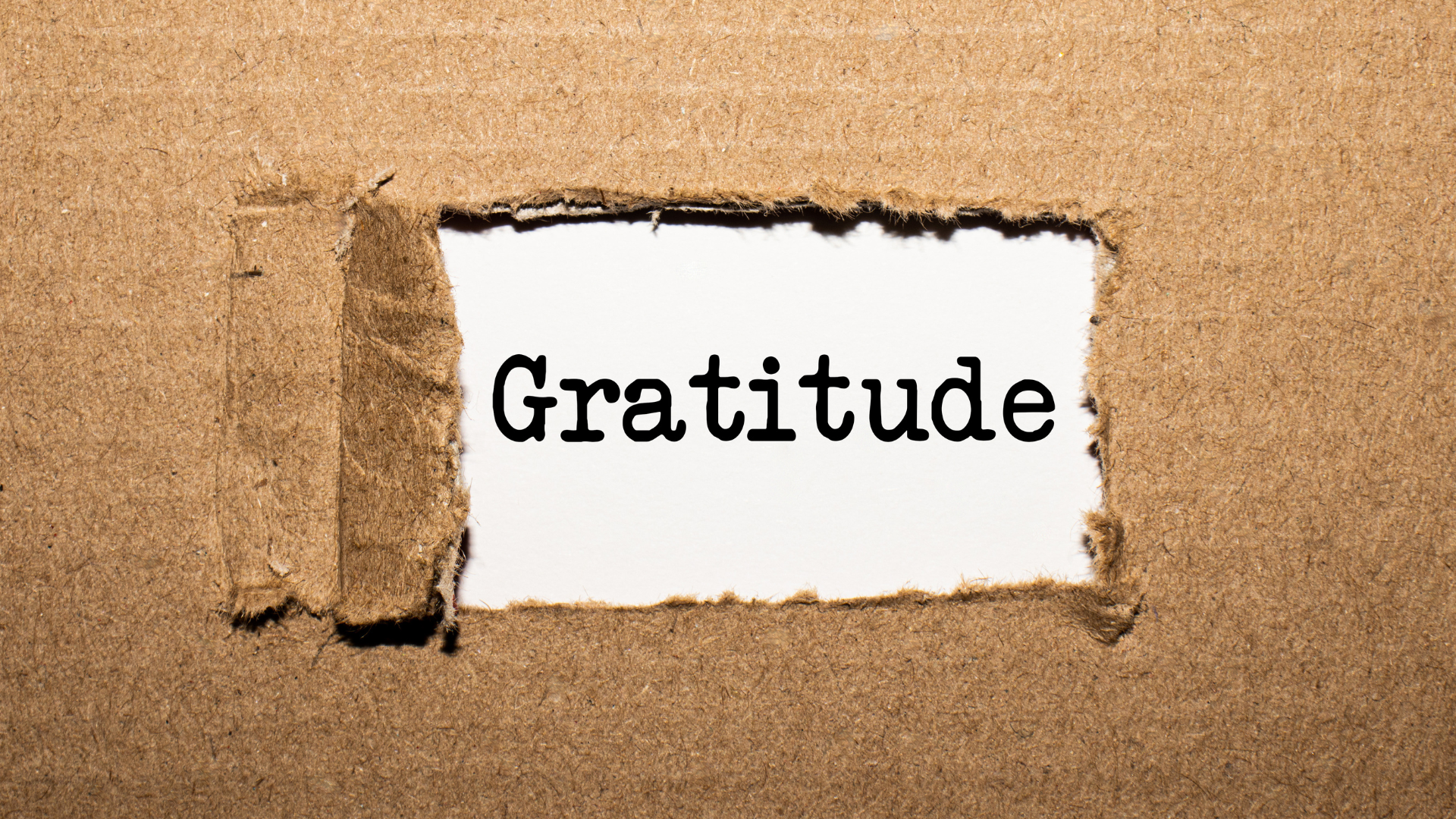 A torn cardboard revealing the word