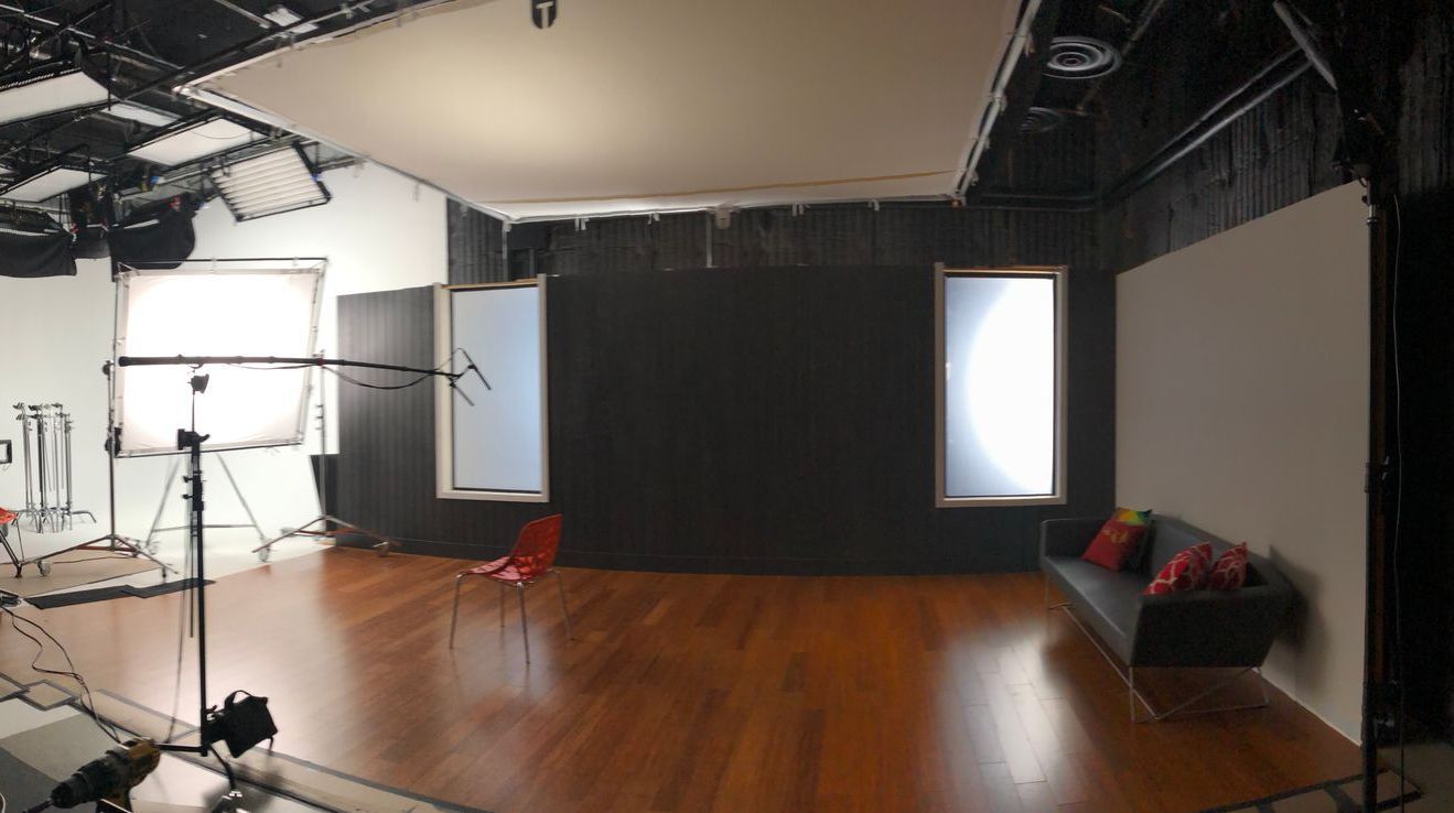 There is a couch in the middle of the room.