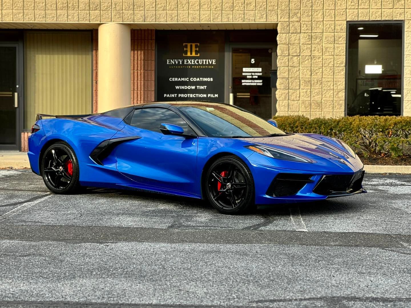 blue car with paint protection film