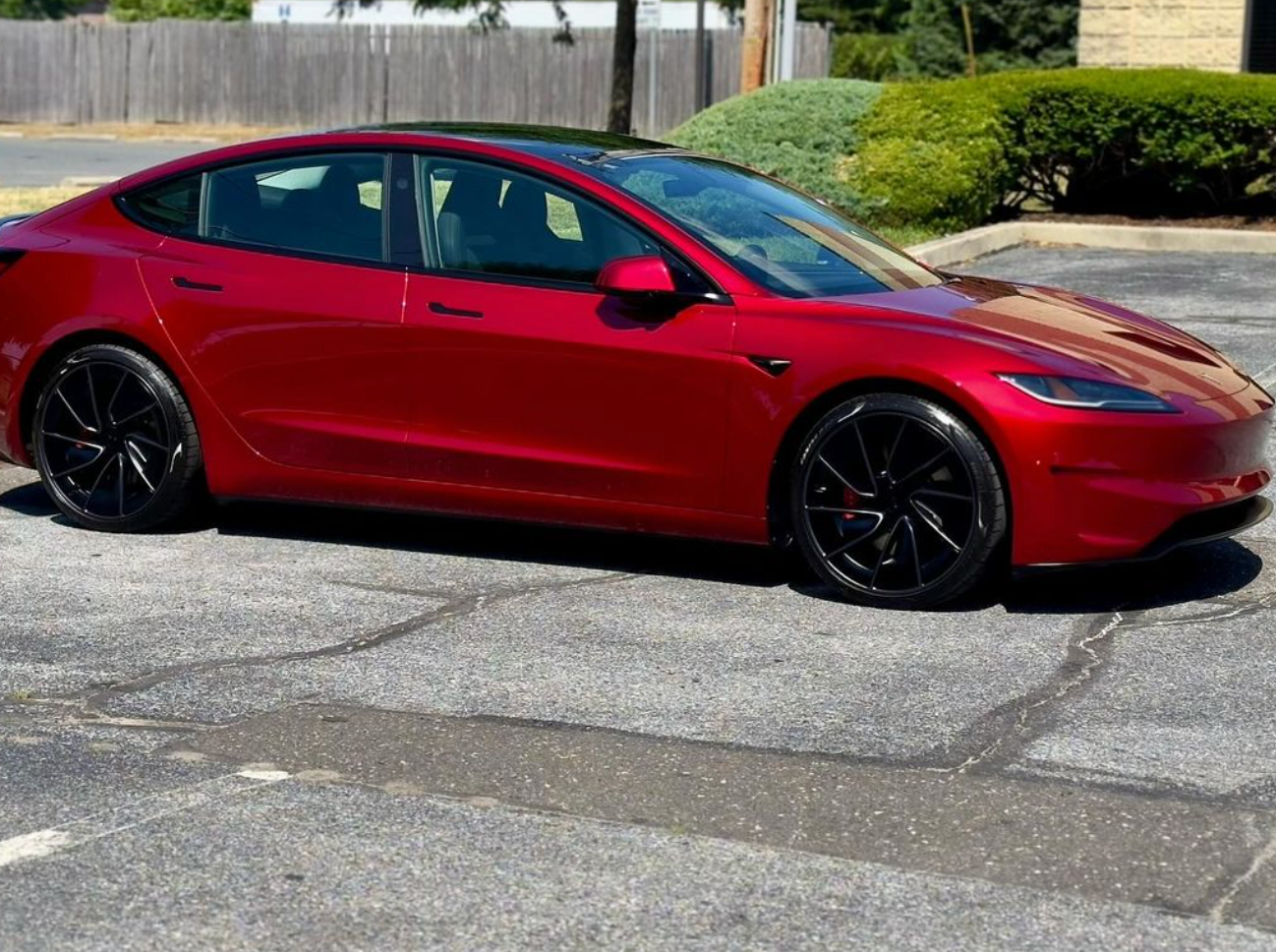 red vehicle with paint protection film