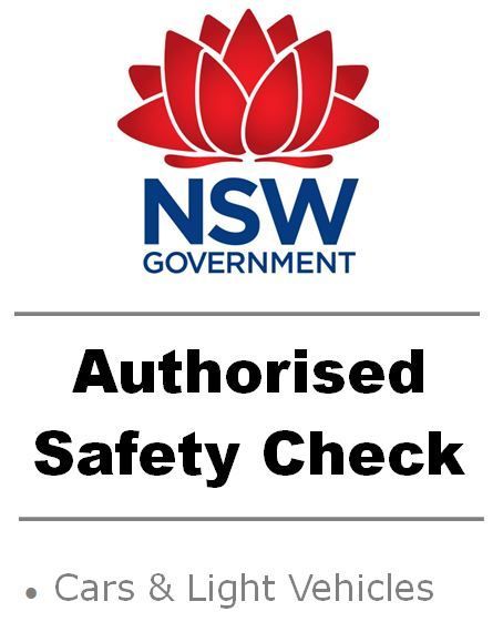 NSW Government Authorized Safety Check logo for cars and light vehicles.