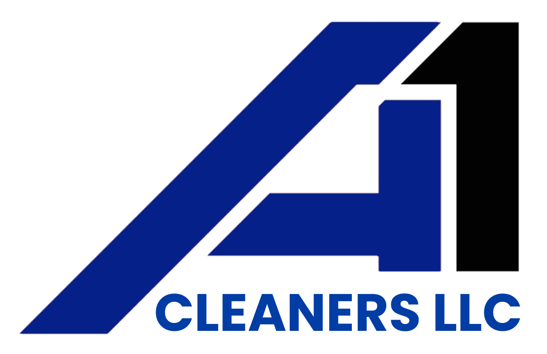 A blue and black logo for cleaners llc