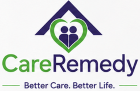 CareRemedy logo with green and purple house-heart icon and tagline “Better Care. Better Life.”
