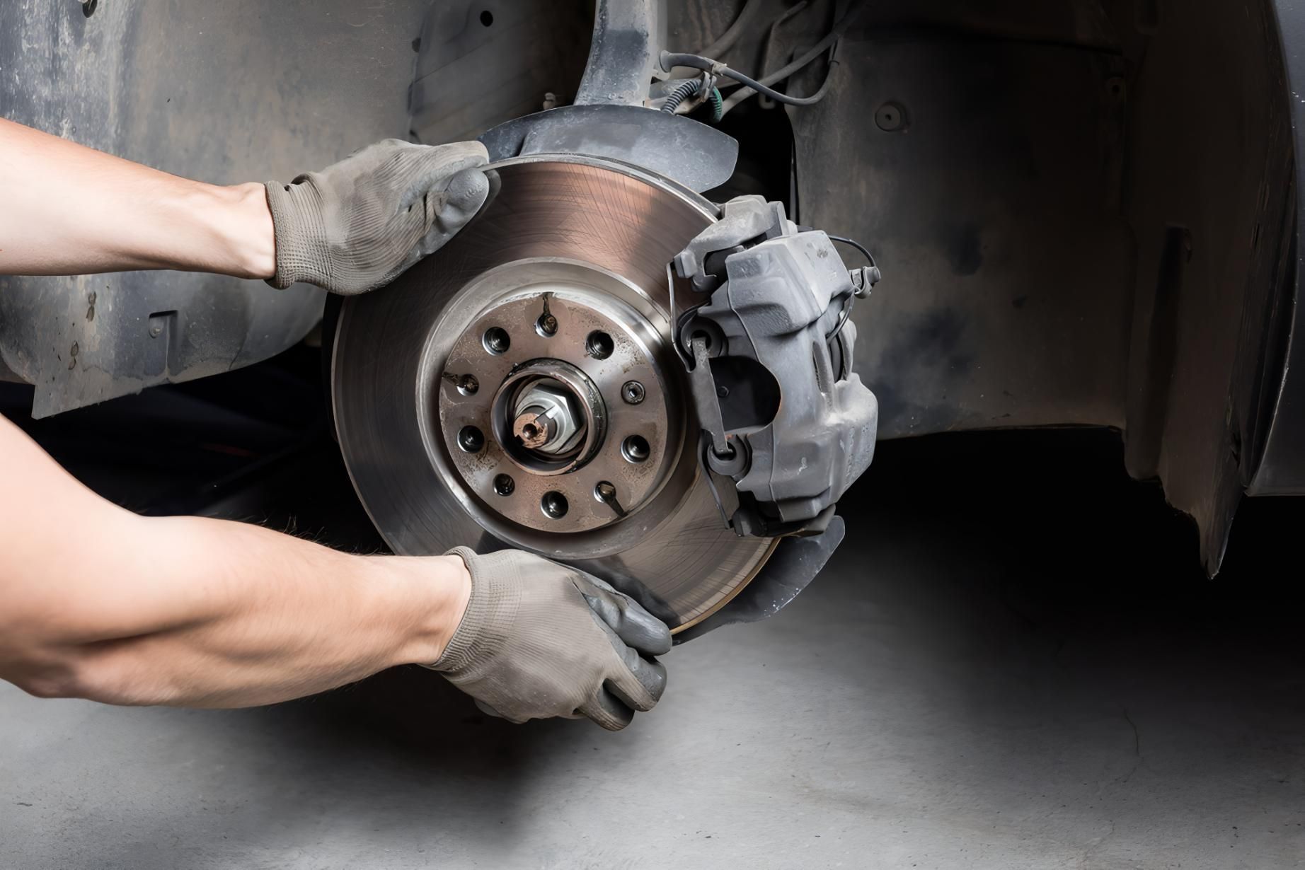 A Person is Fixing a Brake Disc on a Car — CWC Auto Services In Ainslie, ACT