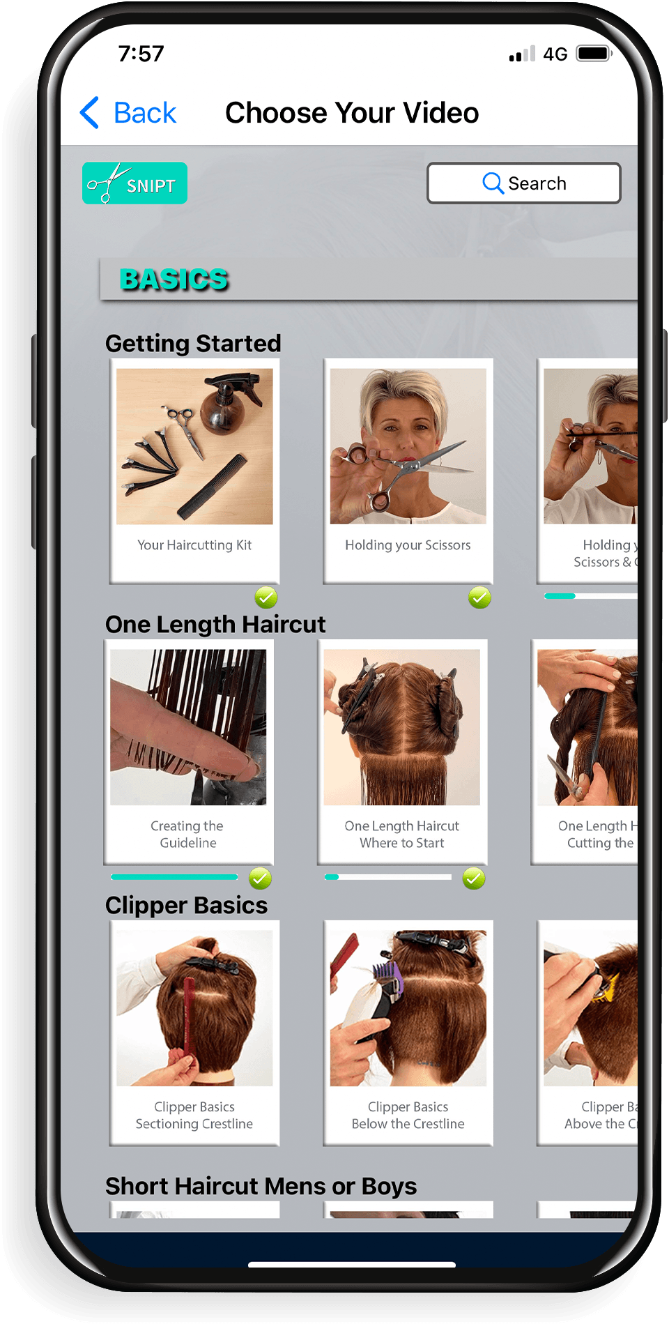 Snipt haircutting app. Basic Haircutting app.