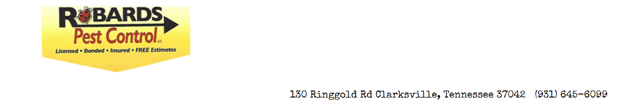 RBards Pest Control logo on a yellow banner with black text and a small insect graphic