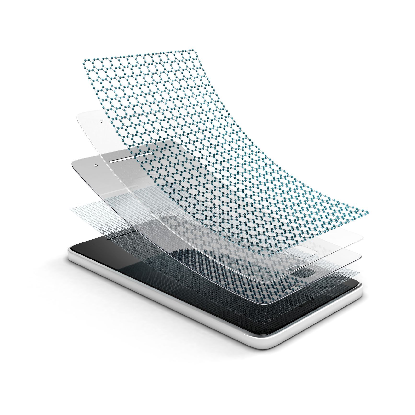 Un telefono cellulare con tre strati di pellicole protettive per lo schermo