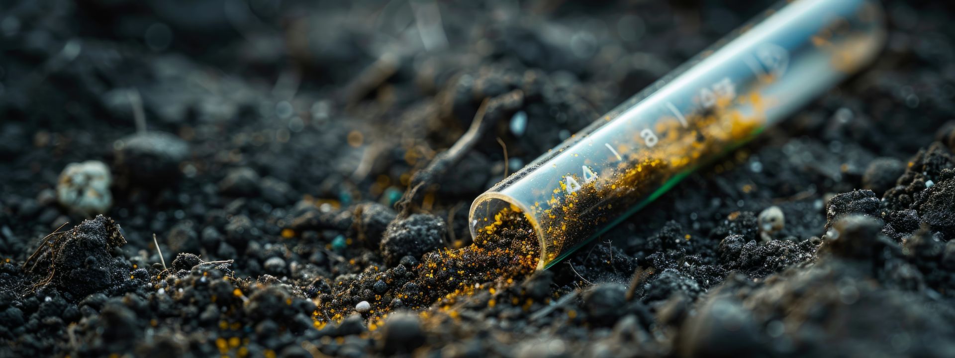 Un tube à essai cassé traîne sur le sol.