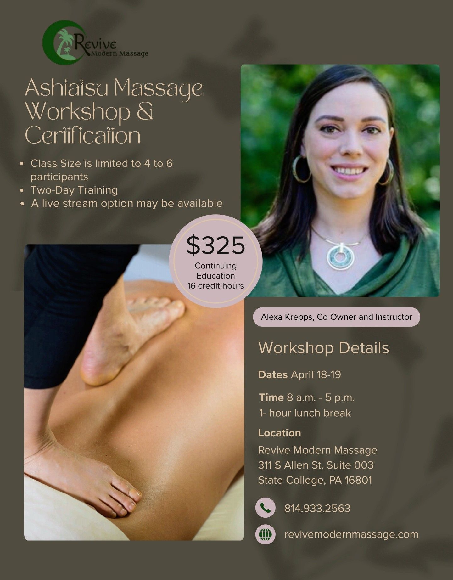 Ashiatsu Massage Workshop and Certification