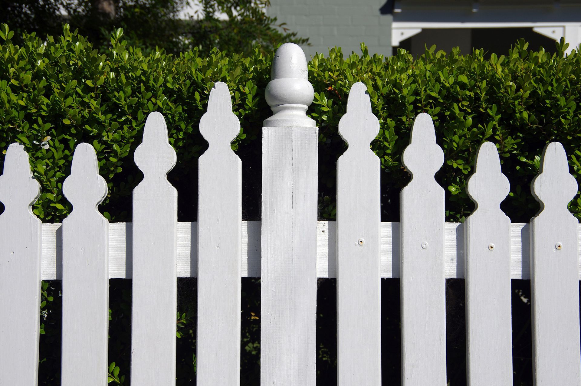 White Picket Fence With Acorn Design — Clifton, NJ — All Jersey Fence Co.