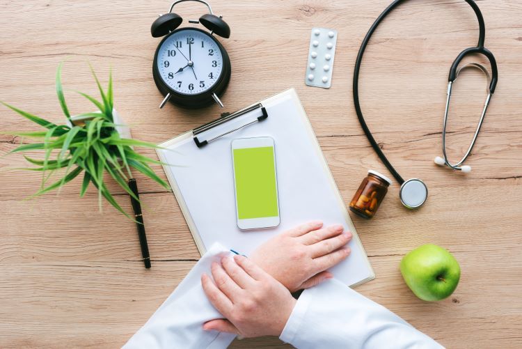 Doctor using smartphone