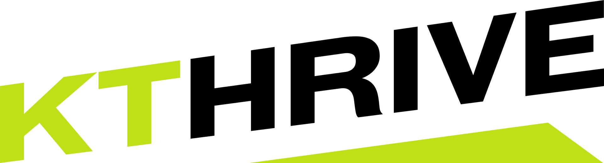 A green and black logo for KThrive.