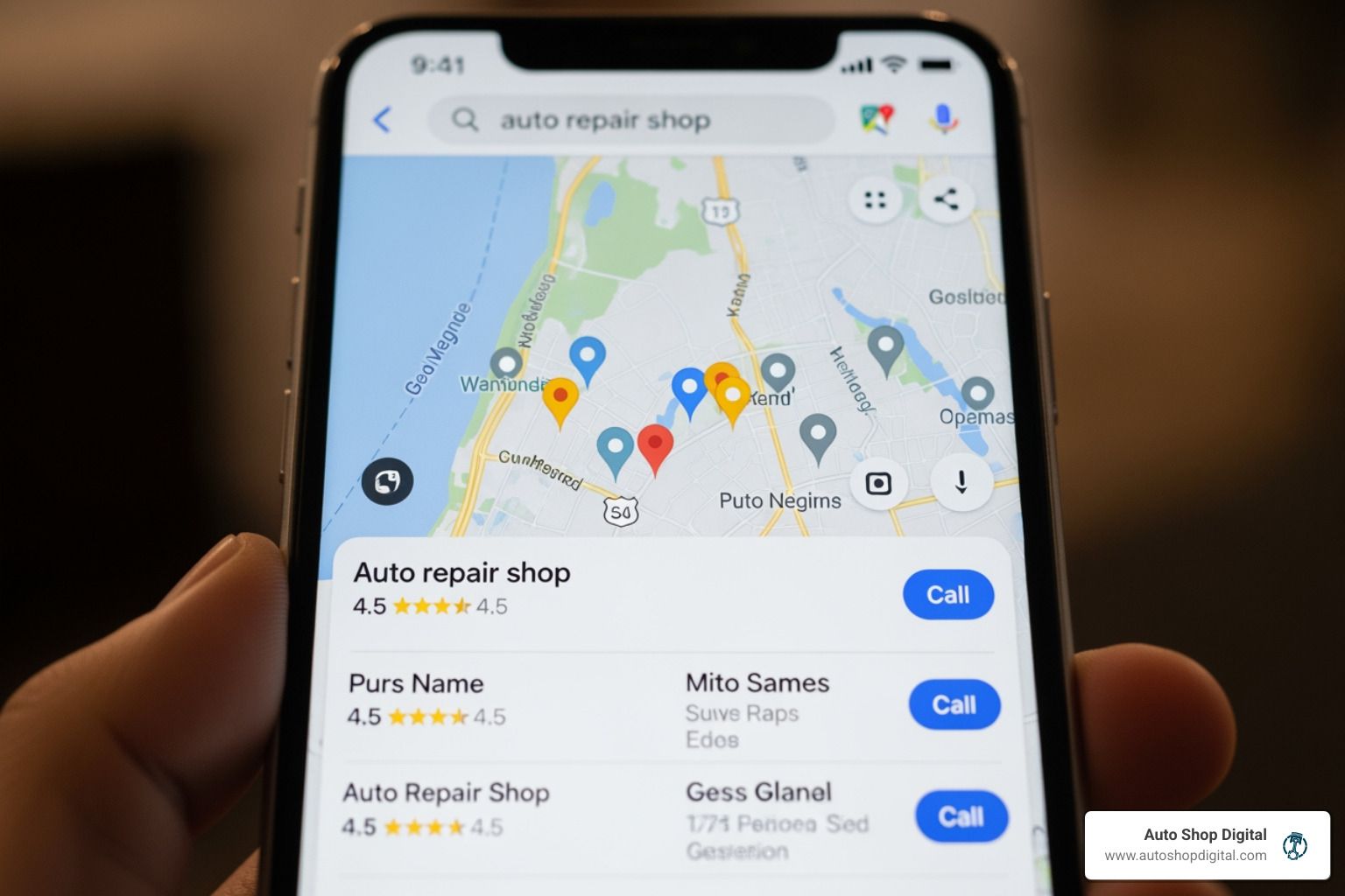 auto repair shop map pack search - Google map pack