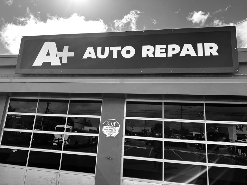 Black and White Auto Shop Photo | A+ Auto Repair of Redwood City