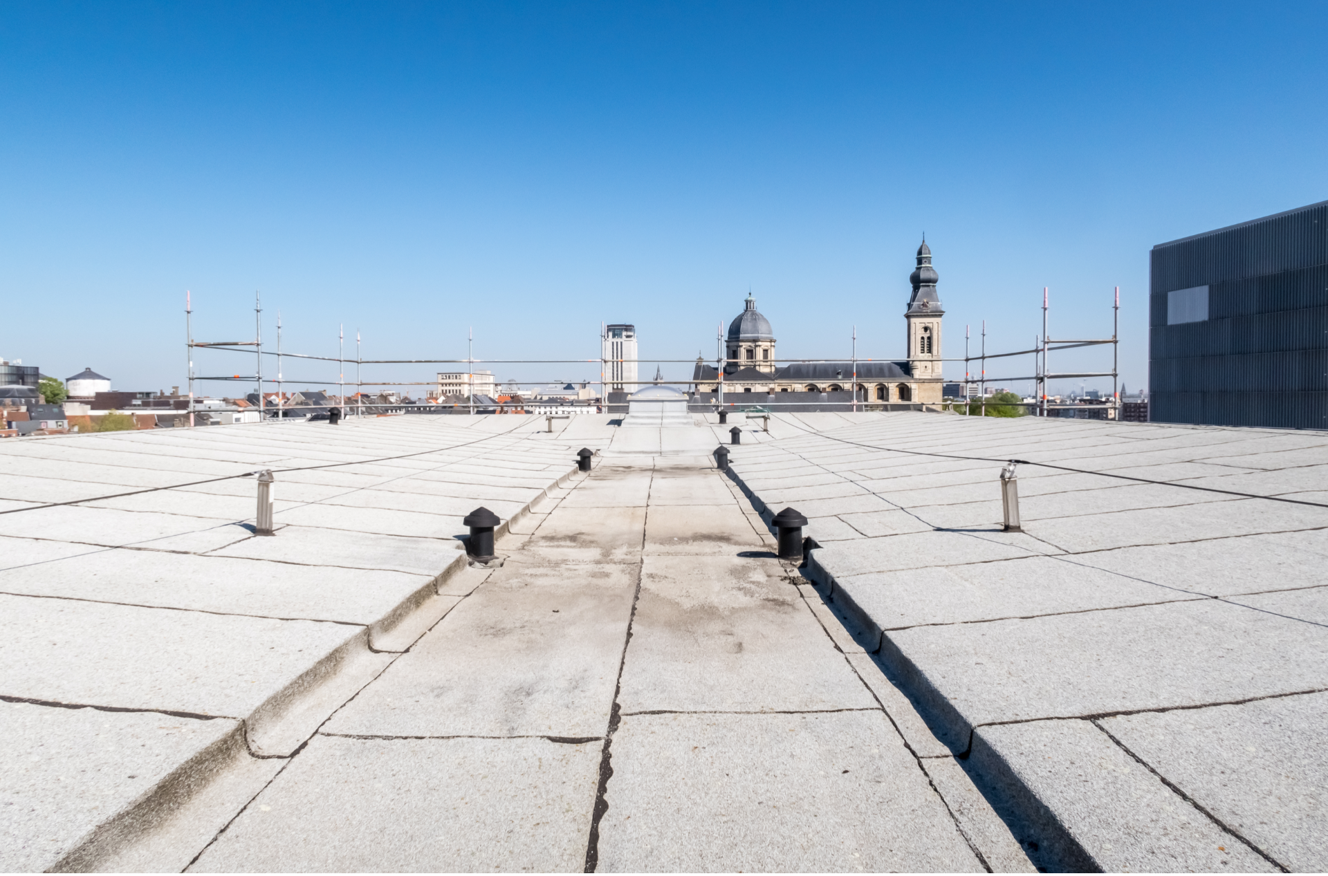 The roof of a building