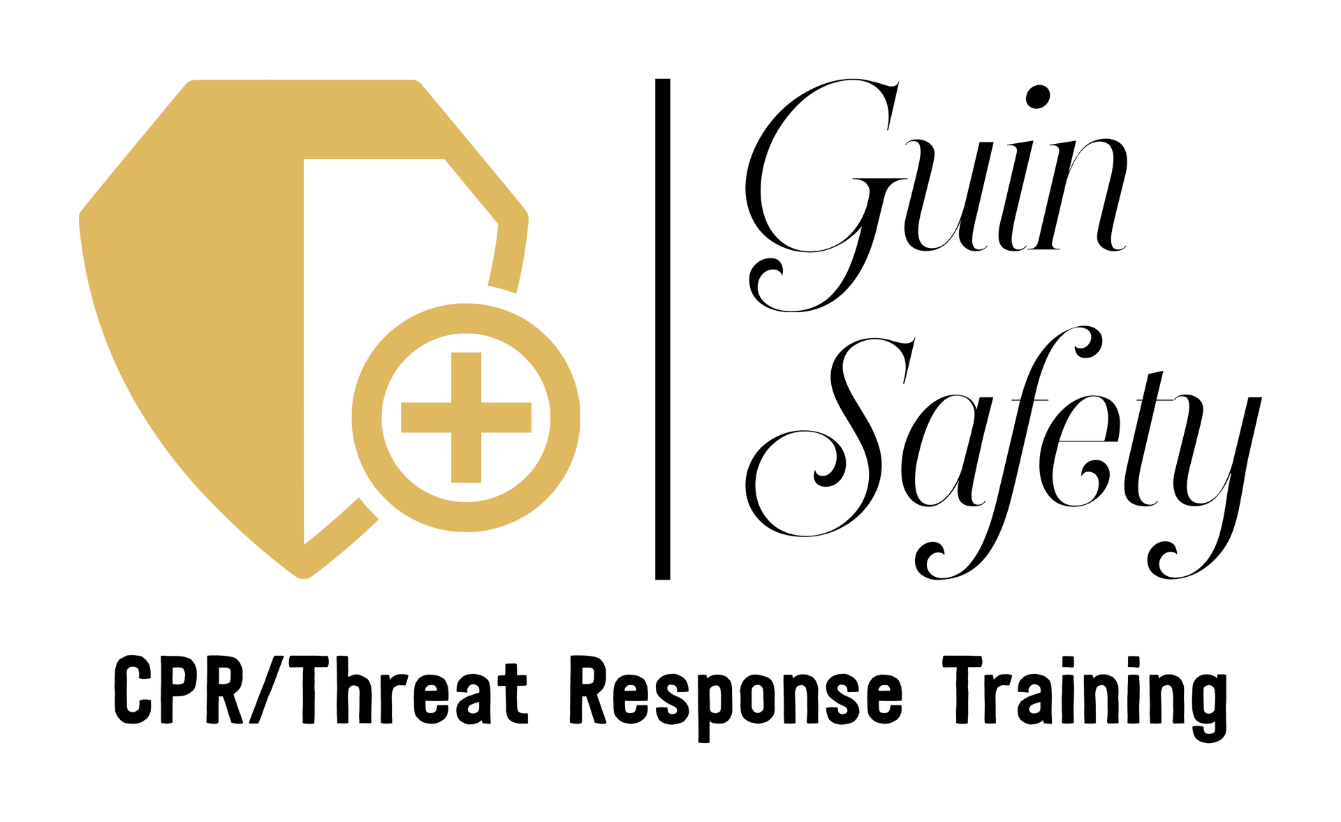 Gold shield logo with a medical cross,