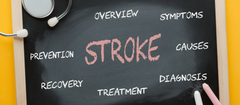 A blackboard with the word stroke written on it