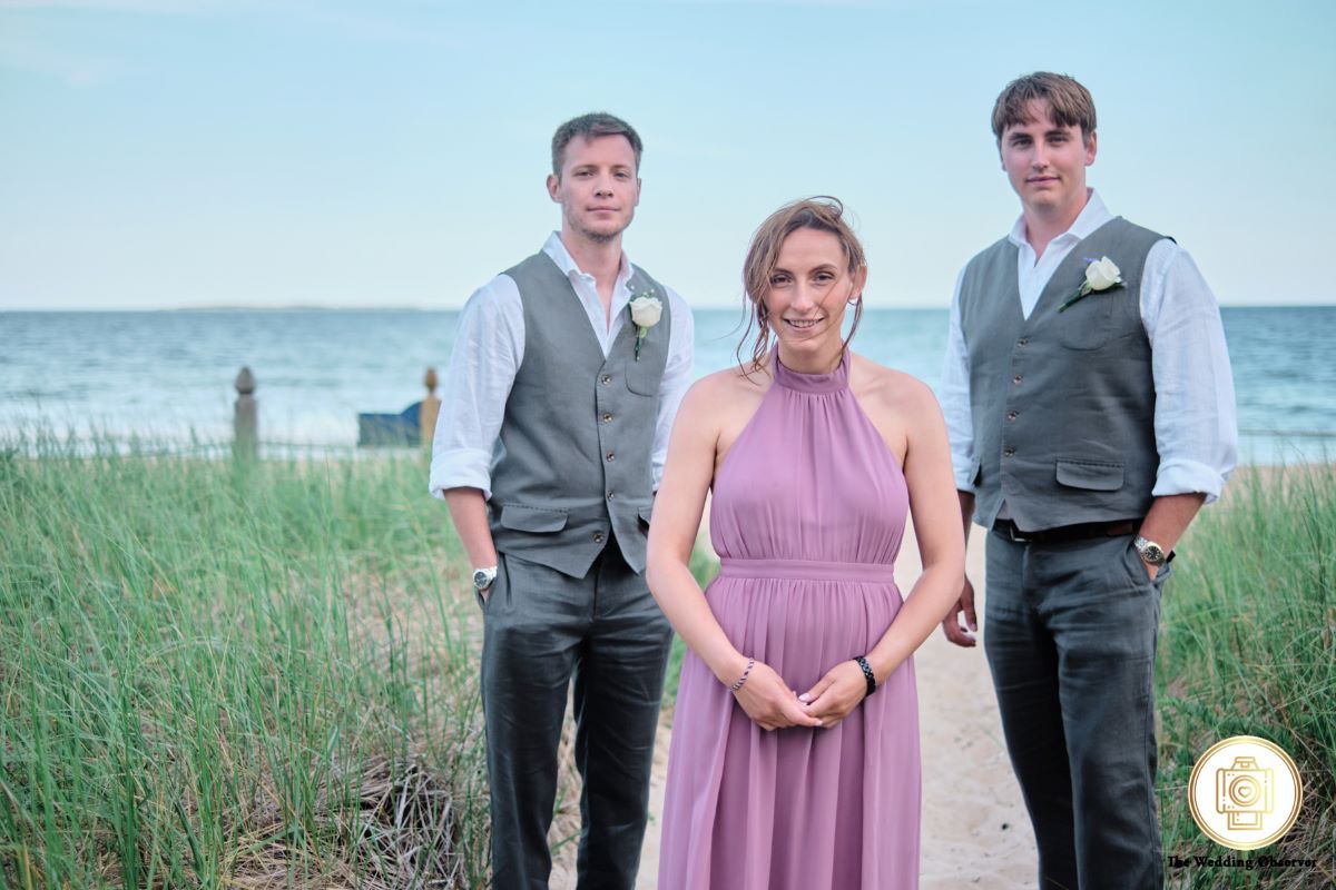 Bridesmaid and Groomsmen on the beach at Sea Shell Events