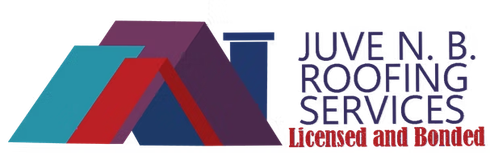 Logo for Juve N.B. Roofing Services: colorful roof graphic with text "Licensed and Bonded."