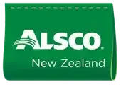 the alsco new zealand logo is green and white .