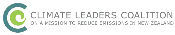 a logo for the climate leaders coalition on a mission to reduce emissions in new zealand