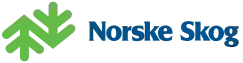 a logo for norske skog with a green arrow pointing up