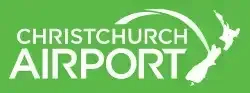 the logo for christchurch airport is green and white .