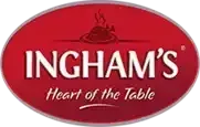 the logo for ingham 's heart of the table is red and white .