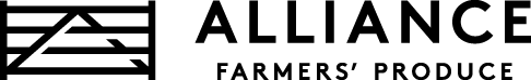 a black and white logo for alliance farmers ' produce