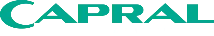 a green capral logo on a white background