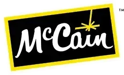 a black and yellow mccain logo with a star on it .