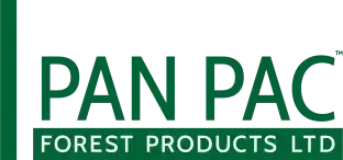 the logo for pan pac forest products ltd is green and white .
