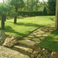 area verde con sentiero in pietra