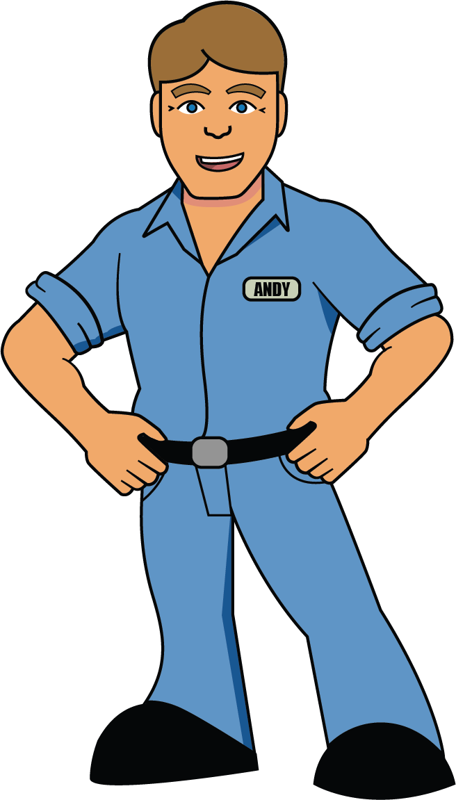 Andy cartoon from Stoneback Appliance in Lawrence KS