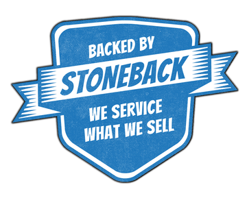 shield that says backed by Stoneback we service what we sell.